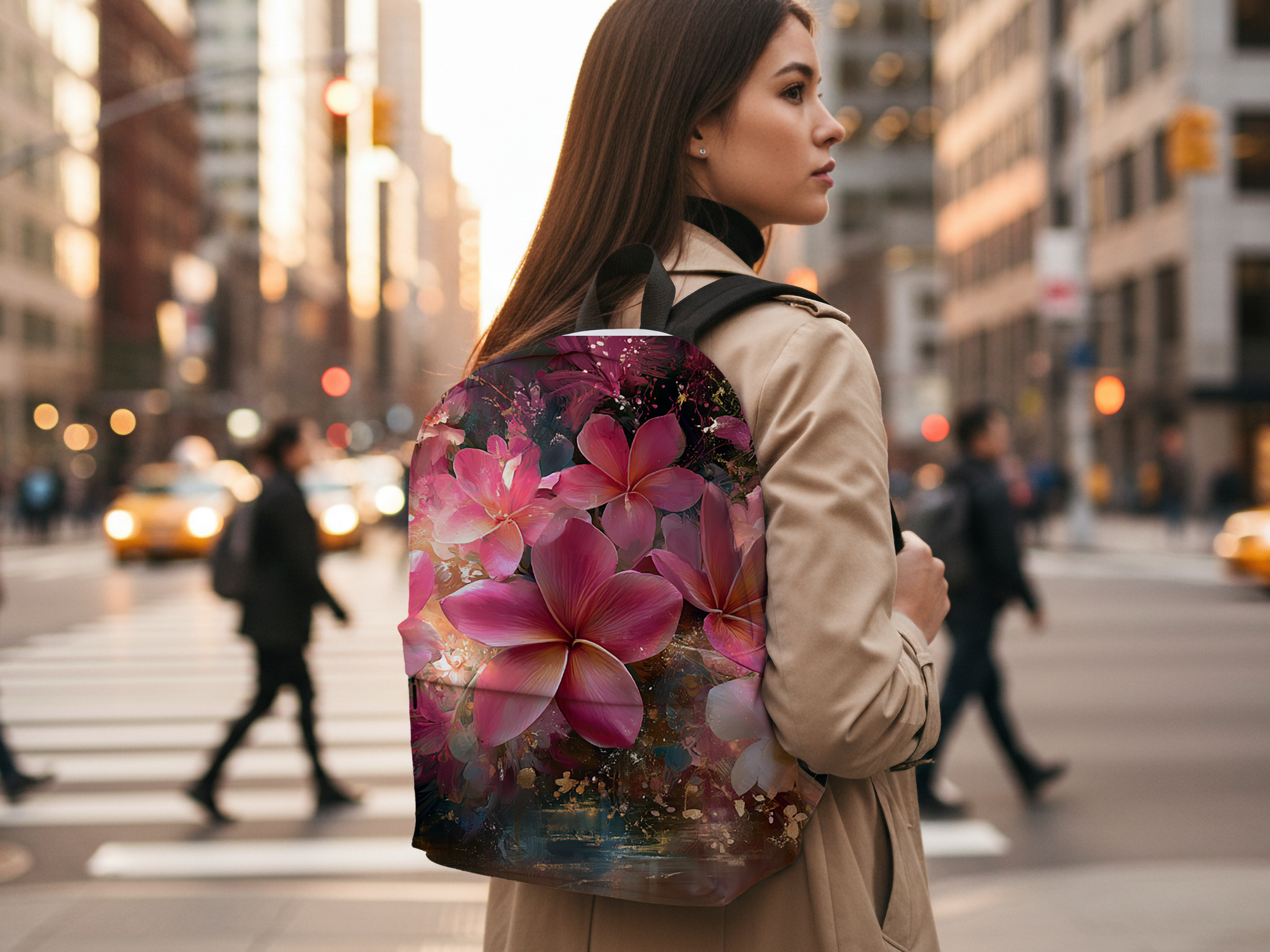 Personalized Floral Backpack, Custom Name Botanical Rucksack, Customized Nature Lover School Bag, Bloom Gift, Garden Present